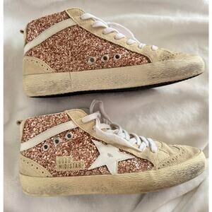 Golden Goose MIDSTAR Sneakers – Rose Gold Glitter, Size 39 (W9)